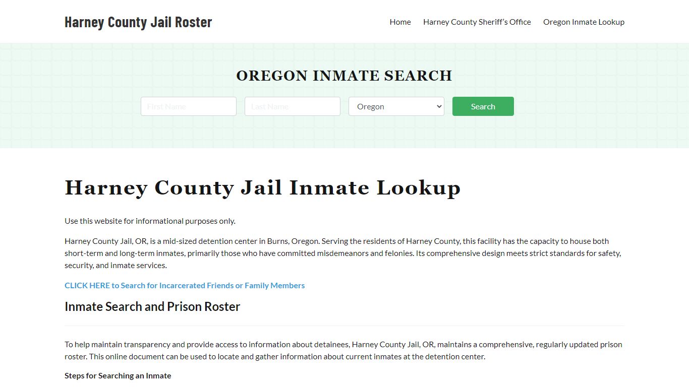 Harney County Jail Roster Lookup, OR, Inmate Search